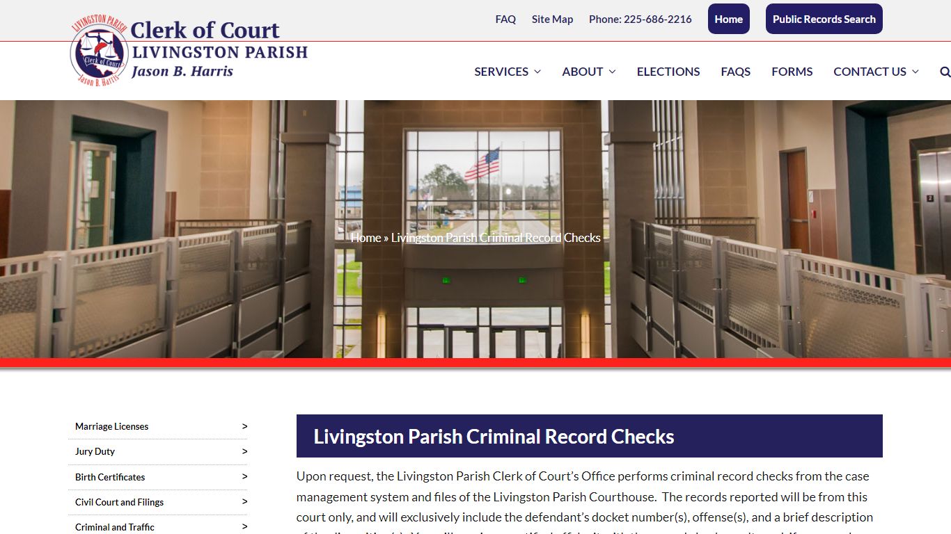 Criminal Record Checks - Livingston Parish Clerk of Court